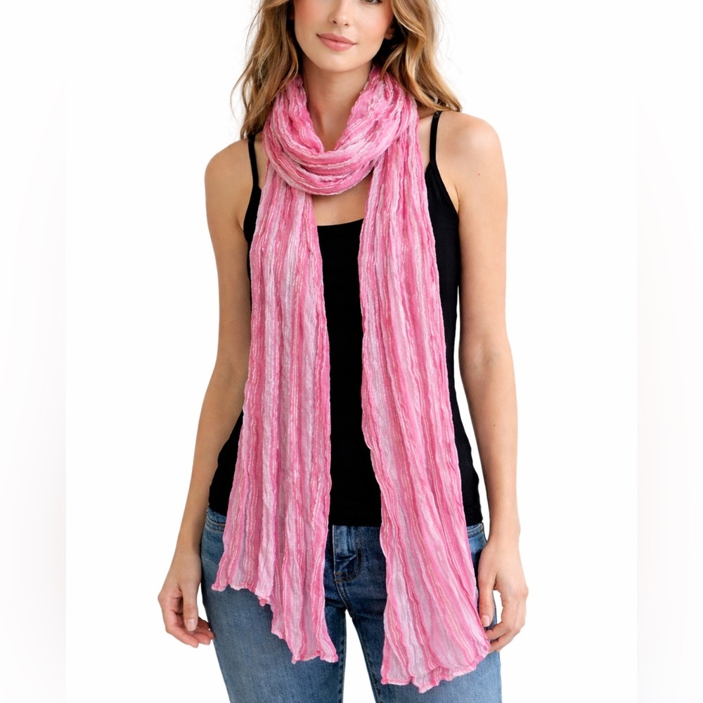 Elegant metallic Pink  and silver Scarf